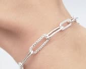 Product image thumbnail 6 for Patterned Paperclip Chain Bracelet | .925 Sterling Silver (6.5", 7", 7.5", + 8" lengths)