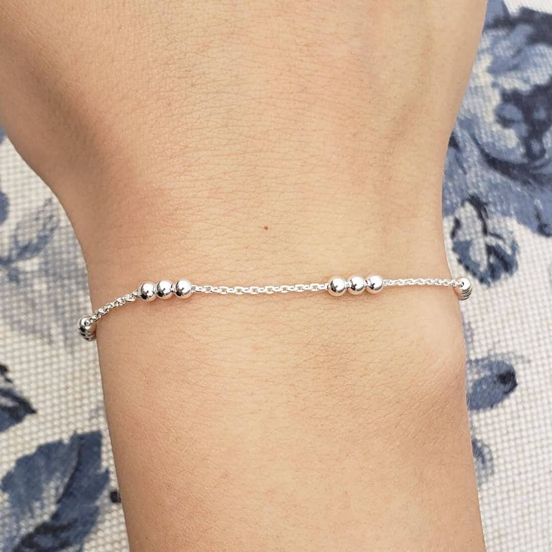 Product gallery image 1 for Three Ball Bracelet | .925 Sterling Silver (6.5", 6.75", 7", 7.5" +7.75" lengths)