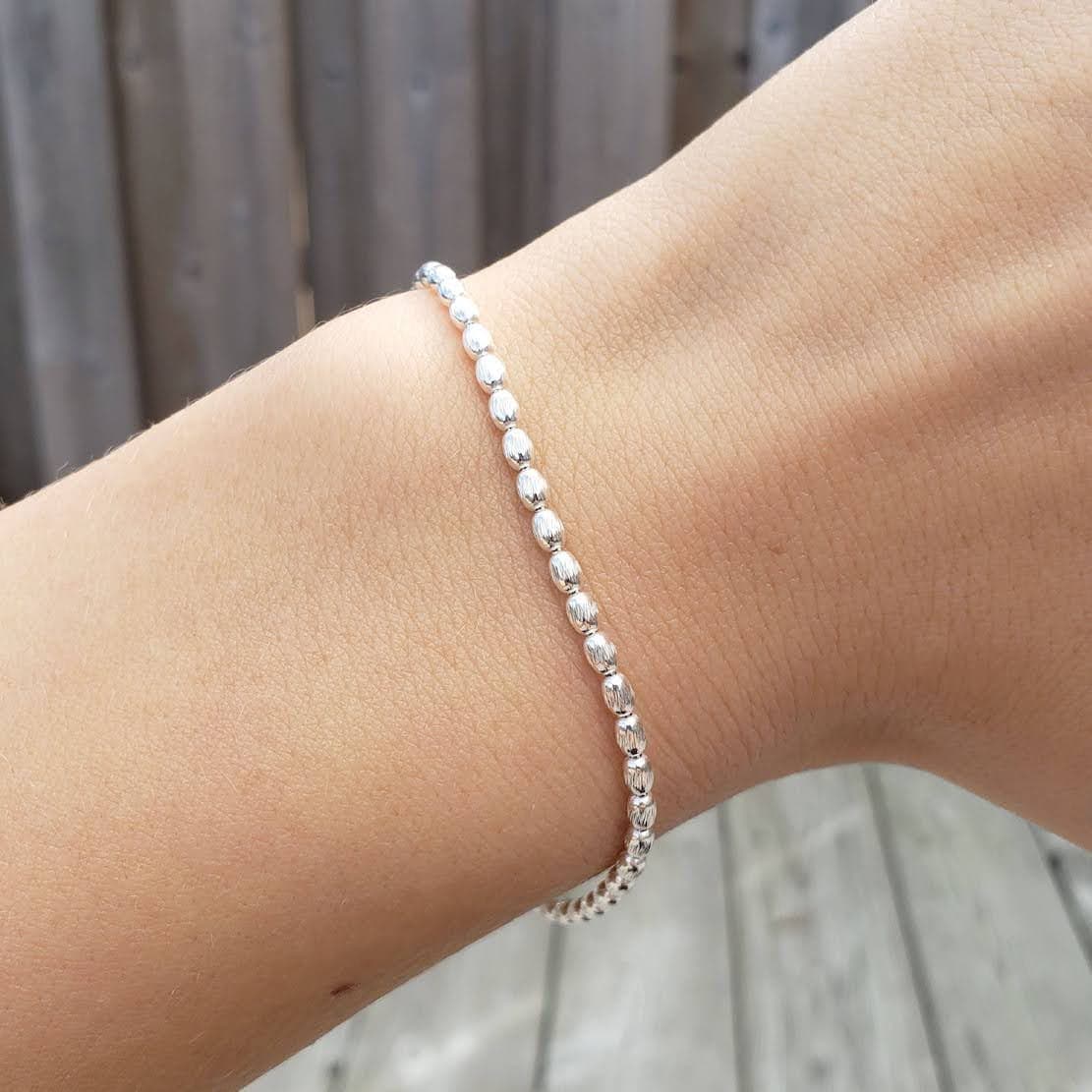 Secondary listing image for Beaded Oval Ball Bracelet | .925 Sterling Silver (6.5", 7" + 7.5" lengths)