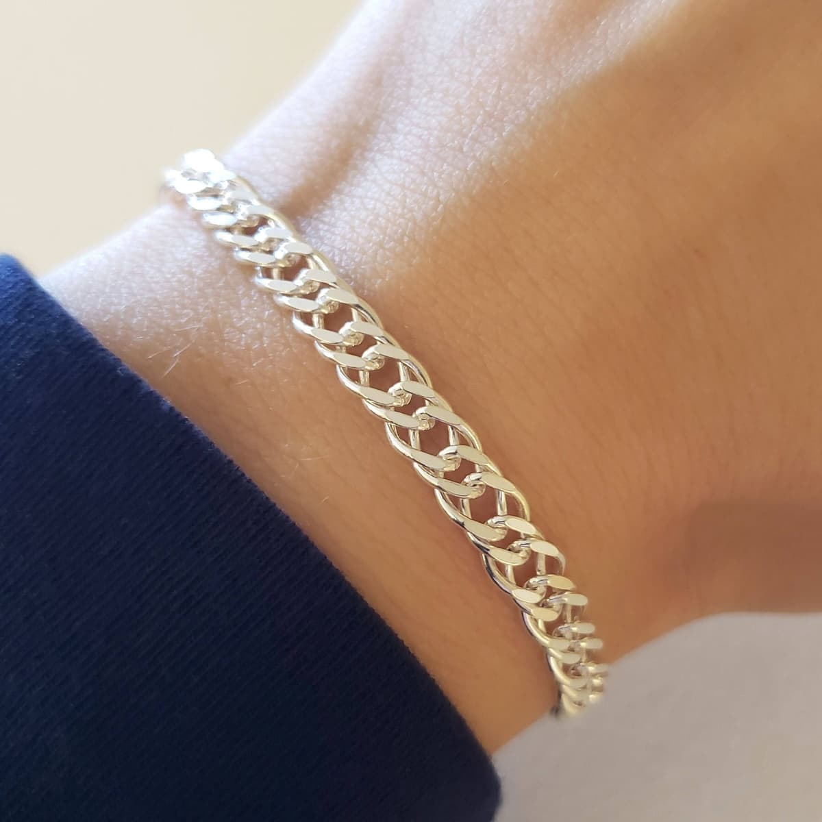 Main listing image for 5.5mm Rombo Chain Bracelet (Double Curb) | .925 Sterling Silver (6.5", 7", 7.5", 8" + 8.5" lengths)