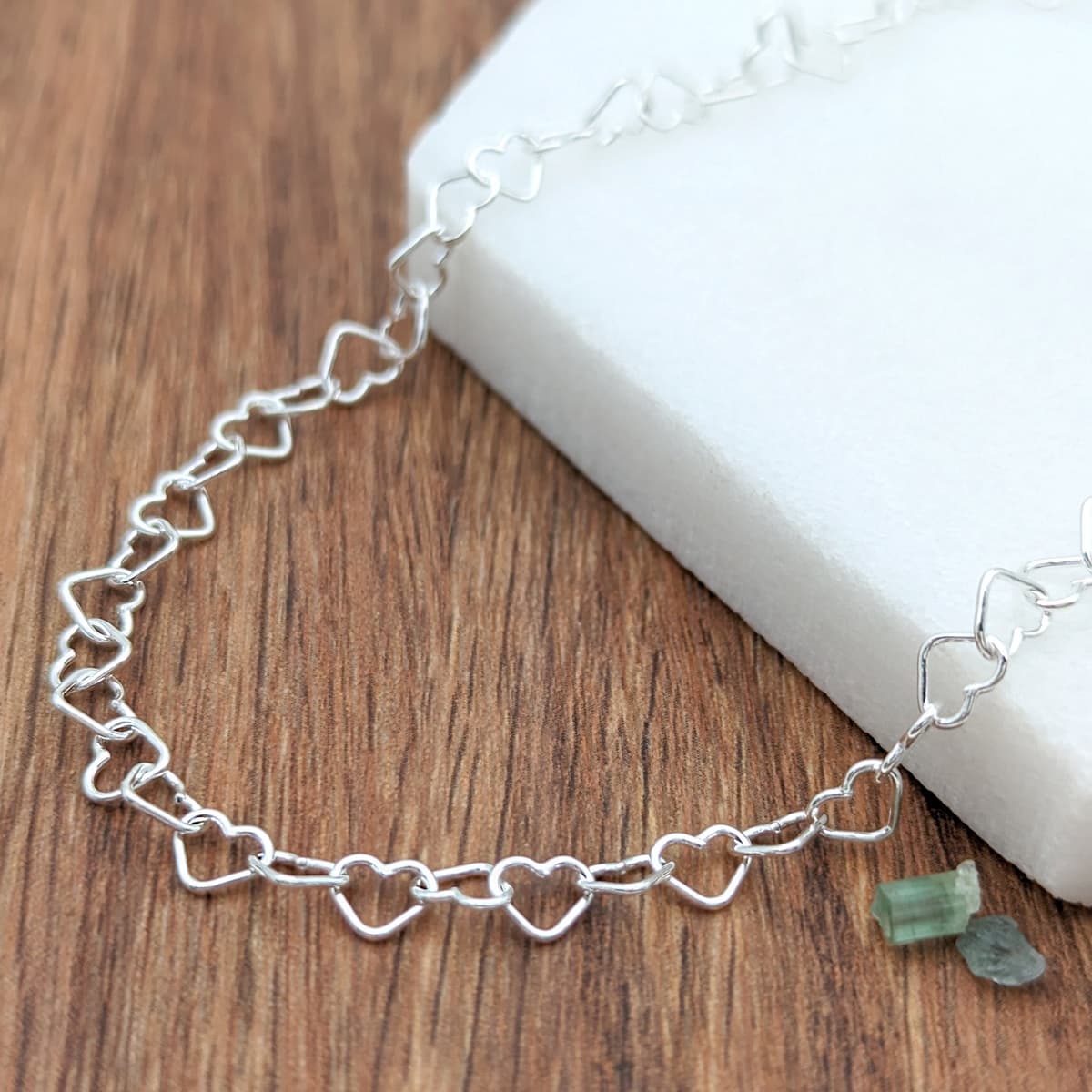 Main listing image for Hearts Chain Anklet | .925 Sterling Silver  (9.25" adjustable length)