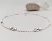 Product image thumbnail 2 for Three Ball Anklet | .925 Sterling Silver (9.75" + 1" extension (adjustable) length)