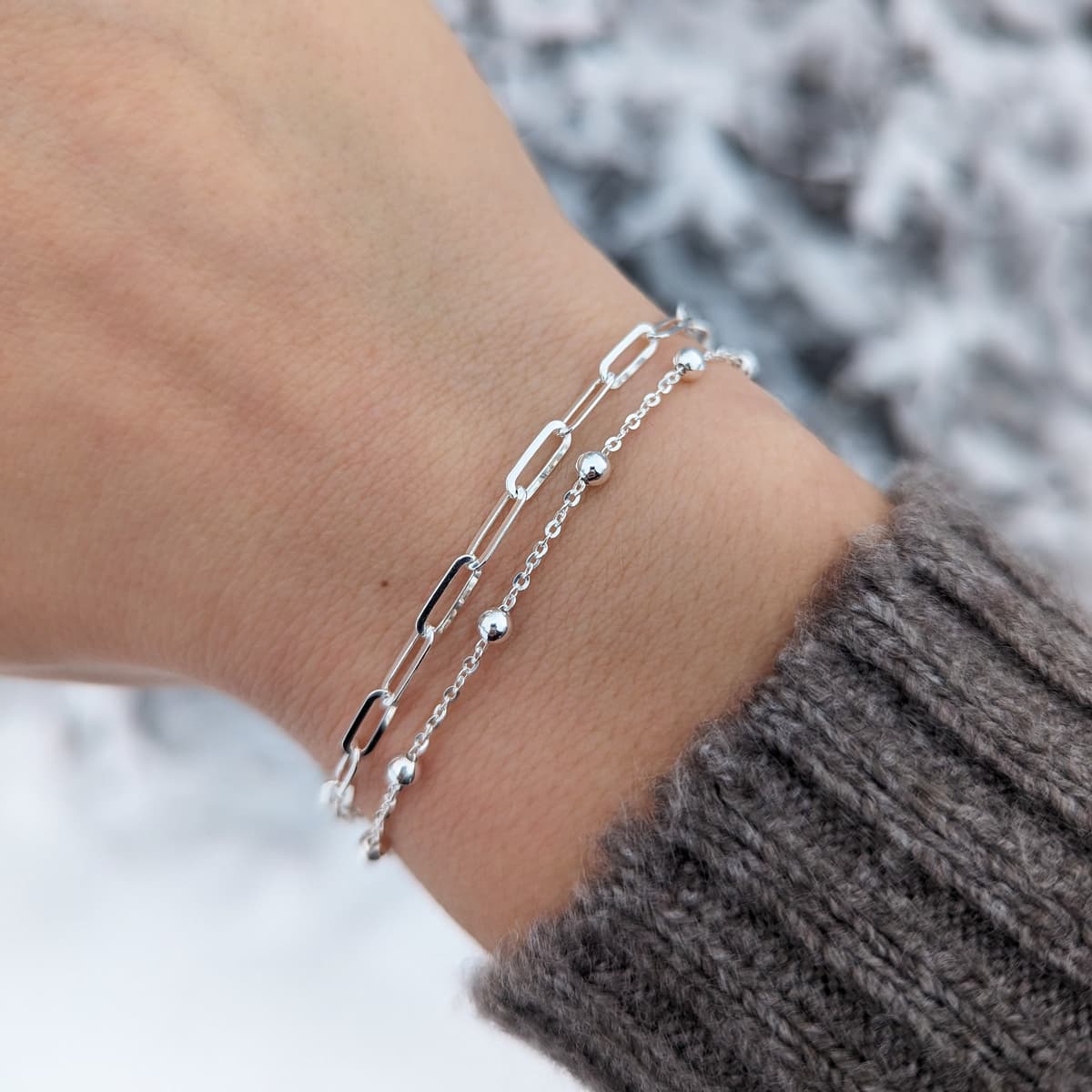 Secondary listing image for 8mm Paperclip Bracelet (Flat) | .925 Sterling Silver (7" +  7.5" lengths)