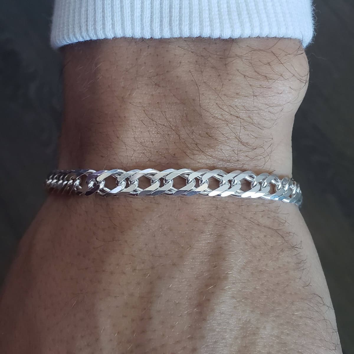 Secondary listing image for 6.5mm Rombo Bracelet (Double Curb) | .925 Sterling Silver (7.5" + 8" lengths)