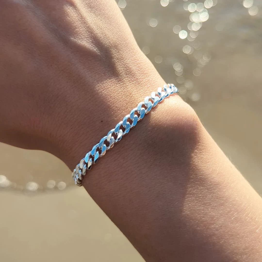 Product gallery image 1 for 5.6mm Curb Chain Bracelet | .925 Sterling Silver (6.5", 7", 7.5", 8" + 8.5" lengths)