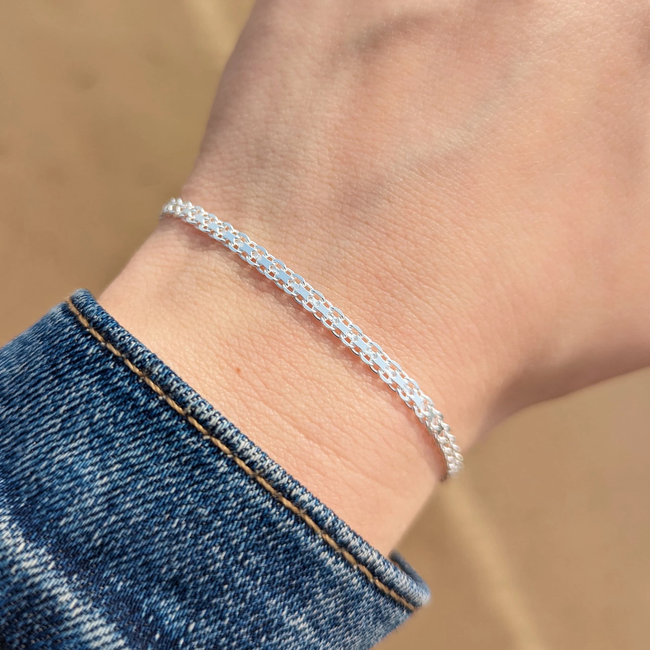 Product gallery image 1 for 3mm Bismark Chain Bracelet | .925 Sterling Silver (6.5", 7", 7.5" + 8" lengths)