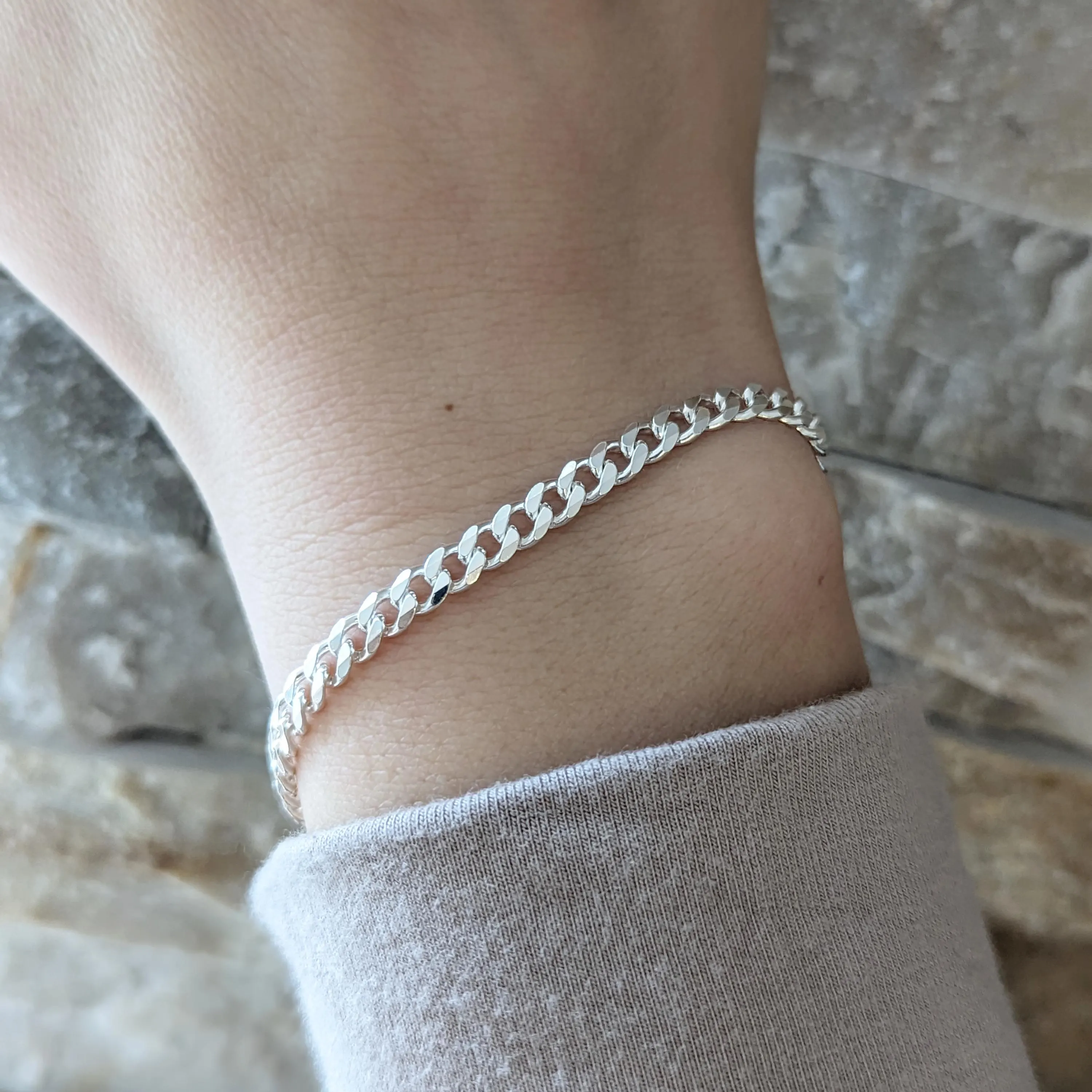 Product gallery image 1 for 4.4mm Curb Chain Bracelet | .925 Sterling Silver (6.5", 6.75", 7", 7.75", + 8.25" lengths)